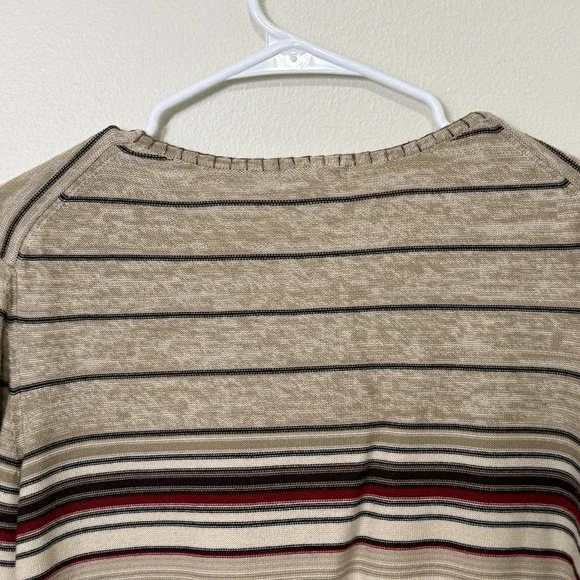 St Johns Bay Floral Embroidered Stripe Top Womens Large Boho Lace Up Cotton - Picture 10 of 11